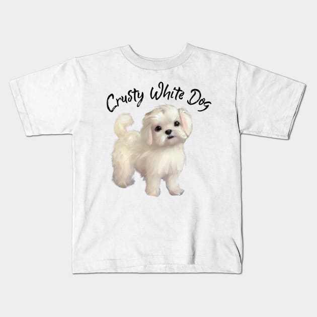 Just A Cute Little Crusty White Dog with Fluffy Curly Hair Kids T-Shirt by Mochabonk